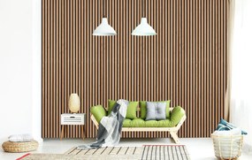 Drewniany panel akustyczny, 2400 x 600 mm, czarny podkład, 5 szt, dąb sonoma