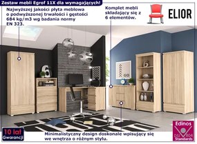 Komplet nowoczesnych mebli z biurkiem dąb sonoma - Elsinor 11X