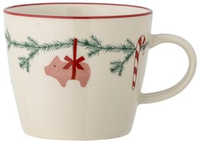 Kremowy kamionkowy kubek do cappuccino ze świątecznym motywem 300 ml Yule – Bloomingville