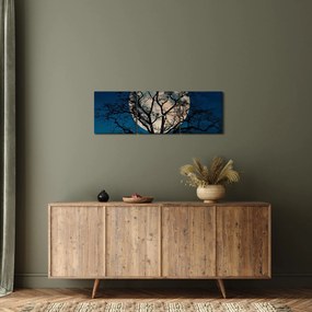 Obraz drzewa z pełnią księżyca (z zegarem) (90x30 cm)