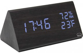 Zegar budzik elektroniczny led drewniany stojący - data termometr higrometr