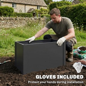 Outsunny Podwyższona Donica z Otwartym Dnem, Wzmocniona Konstrukcja i Rękawice, 102 x 52 x 55 cm, Czarna | Aosom PL