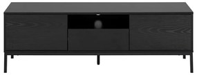Czarna szafka pod TV w dekorze jesionu 140x45 cm Seaford – Actona