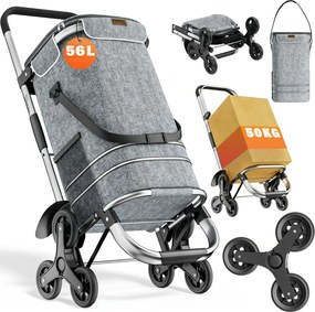 Torba na zakupy na kółkach do schodów COMFORT, 50l, szara Jurhan