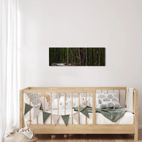 Obraz - Wśród bambusów (z zegarem) (90x30 cm)