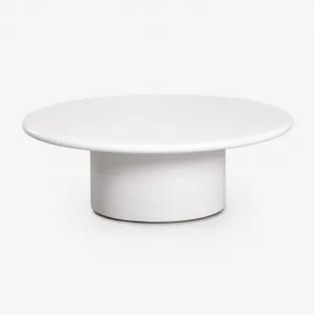 Okrągły Cementowy Stolik Kawowy Ogrodowy Namara Ø90 Cm & Biała - Sklum