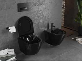 Mexen Lena miska wc Rimless z deską wolnoopadającą slim, duroplast, czarna połysk - 30224070