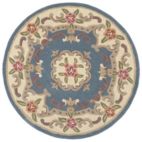 Niebieski wełniany dywan Flair Rugs Aubusson, ⌀ 120 cm