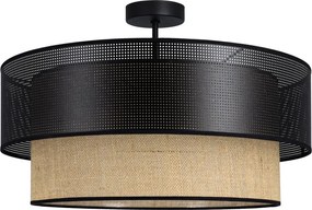 Przysufitowy żyrandol BORHO 1xE27/60W/230V śr. 40 cm czarny/juta