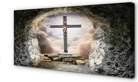 Obraz canvas na ścianę Jaskinia, Krzyż, Światło i Jezus