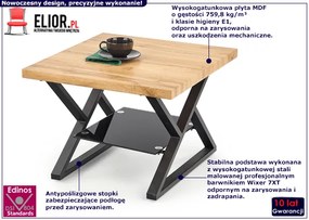 Kwadratowa ława w stylu industrialnym Carry - Dąb naturalny