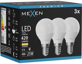 Mexen Nova 3x żarówka LED E14, G45, 4W, Ciepła - 3000K, 420 lm - L101-E14-0430-01x03