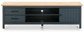 Ciemnoniebieska szafka pod TV z litego drewna sosnowego 158x47 cm Miranda – Marckeric