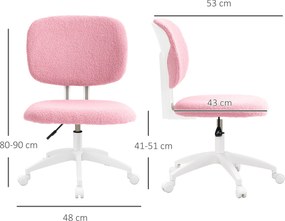 Vinsetto Fotel biurowy ergonomiczny obrotowy różowy z regulacją wysokości i funkcją kołysania | Aosom PL