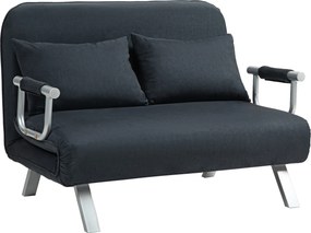 HOMCOM Sofa do spania z 5-stopniową regulacją, imitacja zamszu, stalowa rama, w zestawie poduszki, Czarny