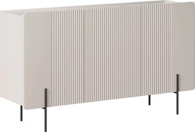 Komoda Malmi 150 cm trzydrzwiowa - kaszmir / crema bianca / czarne nóżki