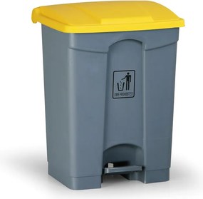 Uniwersalny kosz na śmieci do segregacji z pedałem, 68 l, 680 x 500 x 410 mm, żółty