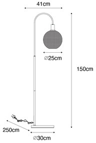 Designerska lampa podłogowa czarna z przydymionym szkłem - ChicoDesignerski Oswietlenie wewnetrzne