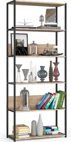 Regał industrialny AKORD metalowy Czarny Dąb Sonoma 80x32x192 cm