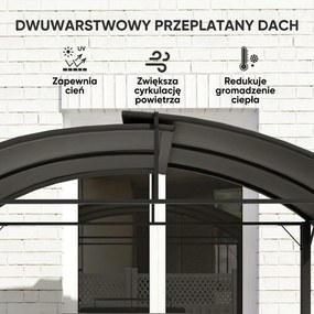 Outsunny Pawilon Grillowy, 2 Boczne Półki, Haki, Rama ze Stali, 1,1 x 2,3m, Ciemnoszary