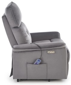 Fotel wypoczynkowy elektryczny pionizacja masaż rozkładany popiel SEMIR 2