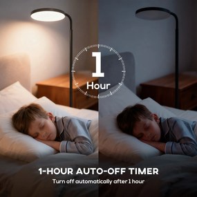 HOMCOM Lampa stojąca LED z magnetycznym pilotem, elastycznie regulowana, obrotowa, metal, czarna