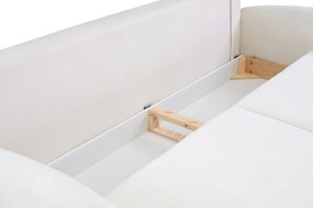 Masseno Sofa AGIO z funkcją spania i pojemnikiem na pościel, Rozkładana sofa - Kremowy, RUN AGAIN 01