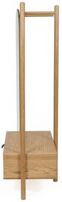 Wieszak do przedpokoju z drewna dębowego z lustrem Woodman Tripod