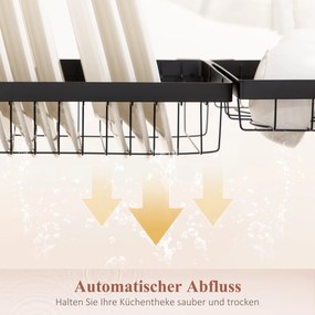 HOMCOM Suszarka do Naczyń, Modułowy Uchwyt na Naczynia z Metalu, Obciążenie do 26 kg, Czarny