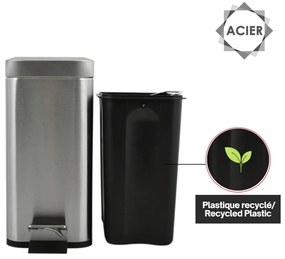 Stalowy kosz na śmieci z pedałem w kolorze matowego srebra 5 l Erik – Spirella