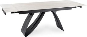 Zestaw Stół Rozkładany DEVON 160-220 cm Biały Marmur/Czarny i 4 Krzesła CITY Kremowe