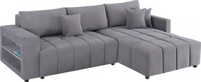 3-osobowy narożnik rozkładany z tkaniny szenilowej - „Trocadero” - Szary
