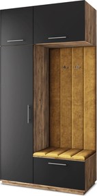 Masseno Garderoba REMA 120/240/60 cm Nowoczesna Szafa do Przedpokoju Dąb lefkas, MONOLITH 48 (Żółty)