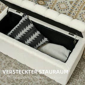 HOMCOM Tapicerowana ławka do sypialni z miejscem do przechowywania, wytrzymała do 120kg, 102x45x46cm, Kremowobiały