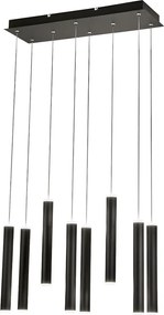 Lampa wisząca Fabas Luce Prado 8-punktowa - 52W ściemnialna LED - matowa czerń Liniowy design