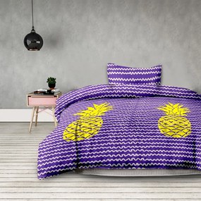 PrzytulneMieszkanie.pl PrzytulneMieszkanie.pl Fioletowa pościel z mikrofibry ANANAS Rozmiar pościeli: 2 szt 80 x 80 cm | 200 x 220 cm