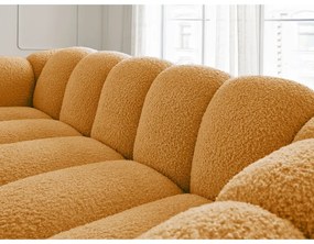 Musztardowa sofa z materiału bouclé 232 cm Hippolyte – Bobochic Paris