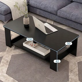 Stolik kawowy w stylu loft, drewniany - ława z półką - 100cm