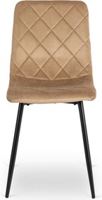 Krzesło Tapicerowane FORIS Beżowe Welurowe Nowoczesne