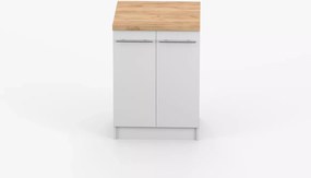 Szafka kuchenna stojąca Esvet II 60 cm dwudrzwiowa z dwiema półkami w kolorze białym z blatem craft złoty