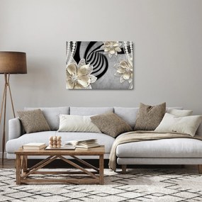 Obraz na szkle - 3D złote kwiaty (70x50 cm)