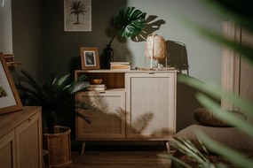Komoda z szafkami i półkami Bali 2D z folią imitującą plecionkę
