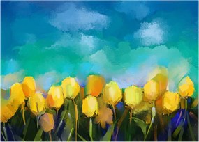 Obraz na szkle żółtych tulipanów (70x50 cm)