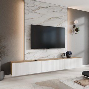 Szafka RTV wisząca LIVO 300 cm do Salonu pod Telewizor - Dąb artisan