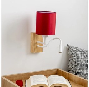 Brilagi-LED Kinkiet NUBILA WOOD 1xE27/25W/230V+LED/3W dąb/pompej. czerwień