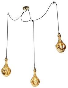 Złota lampa wisząca 3-punktowa z diodami LED w kolorze złota, z możliwością ściemniania - Cava Luxe Nowoczesny Oswietlenie wewnetrzne