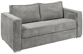 Kanapa 3-osobowa rozkładana typu express z jasnoszarego sztruksu - Miejsce do spania z szerokimi listewkami 140 cm - Materac 14 cm - LORETO