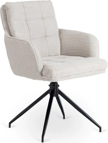 Krzesło Tapicerowane Obrotowe do Salonu AKITA Szare Sztruksowe Nowoczesne