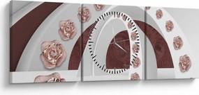 Obraz - Chmury 3D z kwiatami (z zegarem) (90x30 cm)