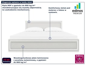 Klasyczne łóżko ze stelażem 160x200 fineline crema H6-D98